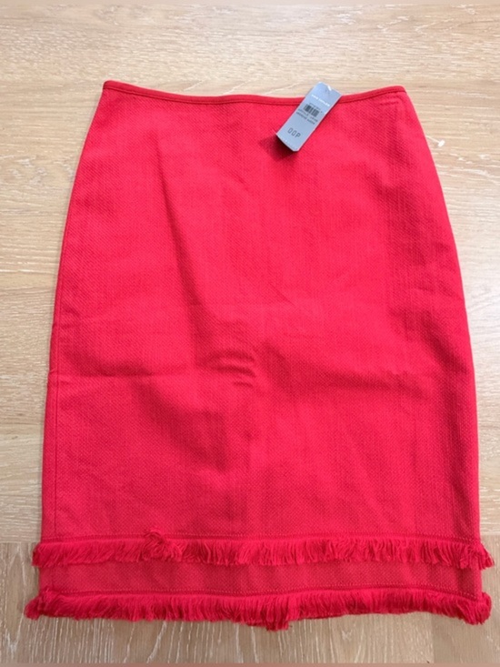 Ann Taylor Dresses & Skirts - NEW Ann Taylor Red Pencil Skirt with Fringe Hem